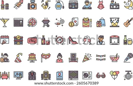 Night party icons High-Quality Vector Icons Collection with Editable Stroke. Ideal for Professional and Creative Projects