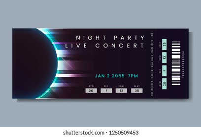 Night party live concert ticket vector