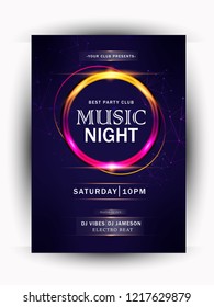 Night party, music night poster template. Electro style, club party event flyer invitation, brochure