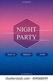 Night party poster. Design template club poster. Colorful party flyer. Invitation template