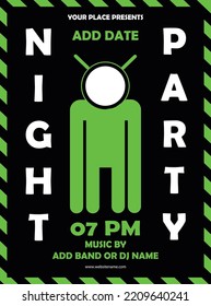 night party poster flyer social media post template design
