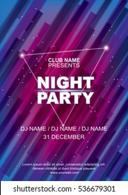 Night party poster template, Abstract blue pink background.