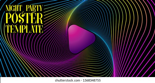 night party poster template geometric and bright style
