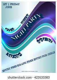 Night party poster template. Wavy background