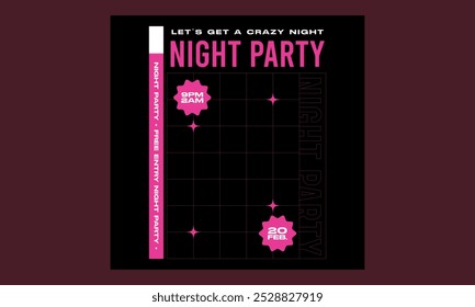 Night Party Socials Media. Sales promotion on Valentine's Day.Vector illustration for greeting card, mobile apps, banner design and web ads.