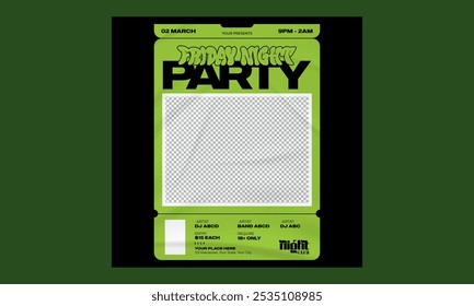 Night Party Socials Media. Vector illustration design for Poster, Banner, Flyer, Greeting, Card, Post, Cover.