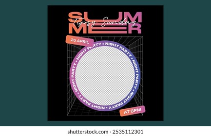 Night Party Socials Media. Vector illustration design for Poster, Banner, Flyer, Greeting, Card, Post, Cover.