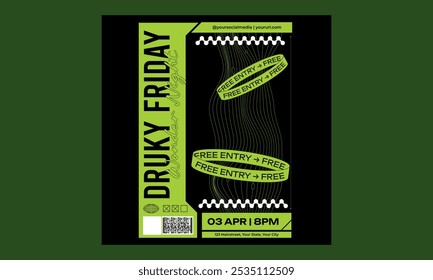 Night Party Socials Media. Vector illustration design for Poster, Banner, Flyer, Greeting, Card, Post, Cover.