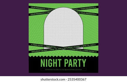 Night Party Socials Media. Vector IIlustration