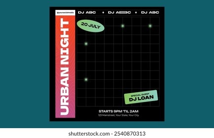 Fiesta Nocturna Medios Sociales. Diseño de Plantilla de Vector para volante, presentación, folleto.