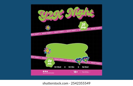 Night Party Socials Media. Vector Illustration