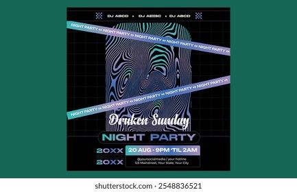 Night Party Socials Media. Vector Illustration