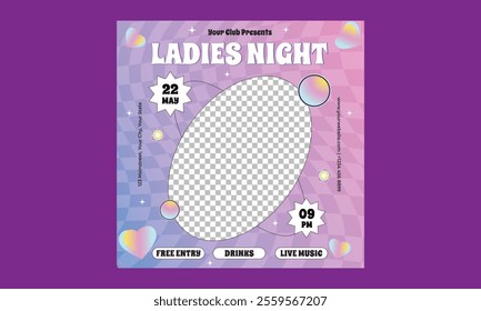 Night Party Socials Media. Vector illustration template.