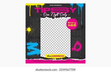 Night Party Socials Media. Vector illustration template.