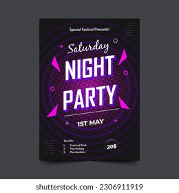 night party template for poster editable vector image