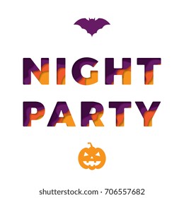 night party text with paper cut layers 3d effect background