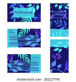 Night party tropical  leaves vector card template Best for decorations your card, invitation, wedding, birthday, party, 