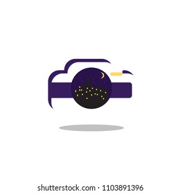 night photography logo concept vector template design icon
