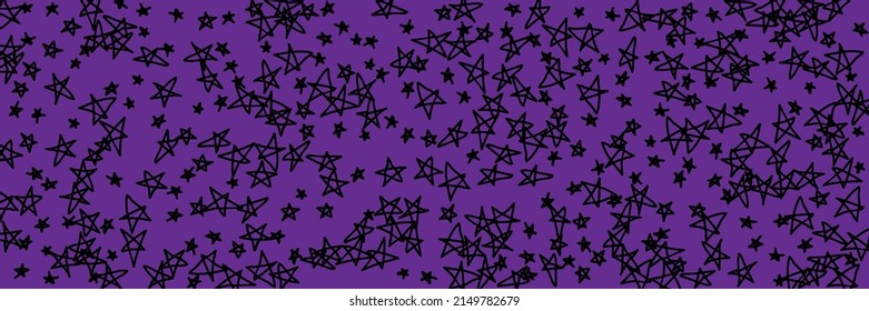 Night Pink Dark Simple Stars Art Vivid Emo Stars Background. Purple Kids Sky Naive Chaotic Vibrant Simple Handdrawn Illustration. Black Childish Violet Lavender Bright Vibrant Handdrawn Stars.