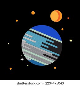 night planet and galaxy, vector logo icon