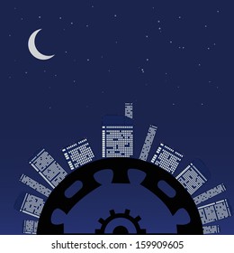 Night planet under stars. Abstract vector illustration.