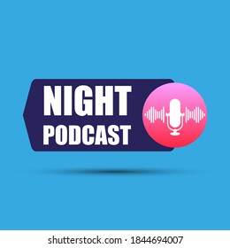 Night podcast icon, Button for podcast vector symbol in flat isometric style isolated on colored background. Vector EPS10