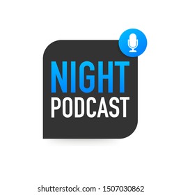 Night Podcast icon, vector symbol in flat isometric style isolated on color background. Vector illustration.