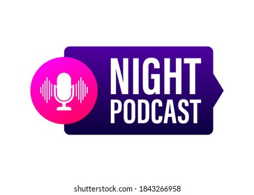 Night Podcast icon, vector symbol in flat isometric style isolated on color background. Vector stock illustration.