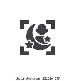Night portrait mode vector icon. filled flat sign for mobile concept and web design. Photo camera night mode glyph icon. Symbol, logo illustration. Vector graphics