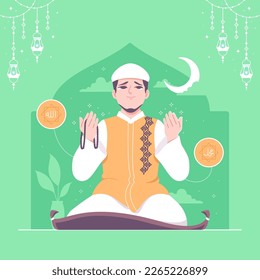 night prayer tahajjud dua islamic illustration background