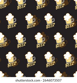 Night Pub Crawl Joyful Beer Glasses Fun Pattern. Perfect for themed restaurant decor, party supplies, or any project catering to beer enthusiasts, this pattern brings a festive vibe