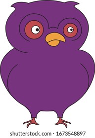 night purple owl with red eyes