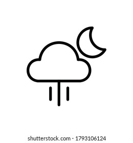 Night Rain Icon Logo Vector Isolated. Nature and Weather Icon Set. Editable Stroke and Pixel Perfect.