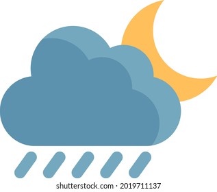 Lluvia nocturna, ilustración, vector sobre un fondo blanco.
