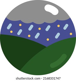 Night rain landscape, illustration, vector on a white background.