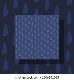 Night Rain - seamles pattern with drops made by hand with ink and brush. Doodle style and vintage colors. Isolated. Stock image. Repeatable. Use it for background, wrapping paper, textile design