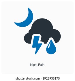 Night rain or shower icon concept