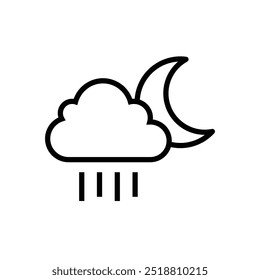 Night Rainy and cloudy weather conditions icon. Weather Forecast