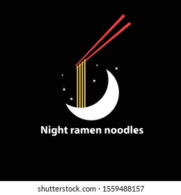 night ramen doodles logo design vector