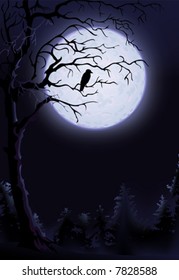 Night raven on a tree (other landscapes are in my gallery)