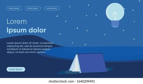 Night Reading Flat Landing Page Vector Template. Learning is Light and Ignorance is Darkness Metaphor. Self Development and Improvement. Study Necessity, Education Significance Homepage Layout