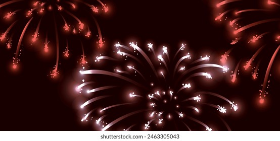 Night with red and white fireworks display for Canada's Independence Day.