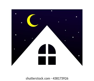 night residence residential home house housing image vector icon logo