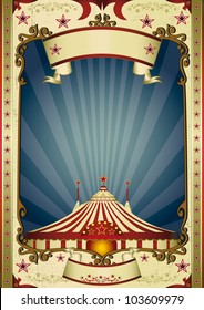 Night retro circus big top. A grunge vintage poster with a big top