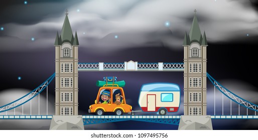 A Night Road Trip on London illustration