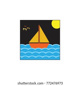 night sail illustration vector