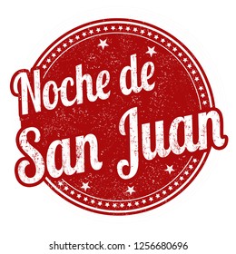 Night of Saint John on spanish language ( Noche de San Juan )sign or stamp on white background, vector illustration