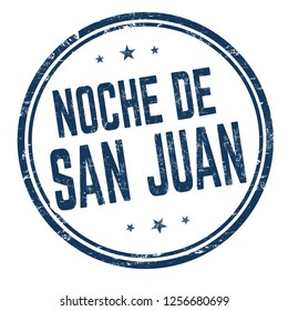 Night of Saint John on spanish language ( Noche de San Juan )sign or stamp on white background, vector illustration