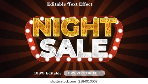 night sale editable text effect modern color shiny. glow Text style effect