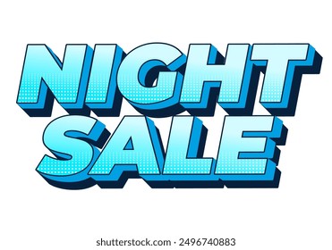 Night sale. Text effect design in 3D look with modern colors